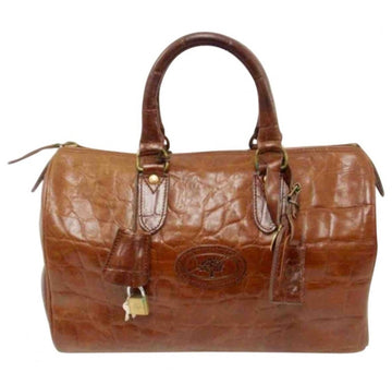 MULBERRY Vintage brown croc embossed leather speedy style handbag