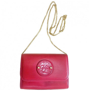 KARL LAGERFELD Vintage mini red clutch shoulder bag with round logo motif