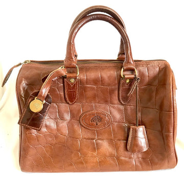 MULBERRY Vintage brown croc embossed leather speedy bag style handbag