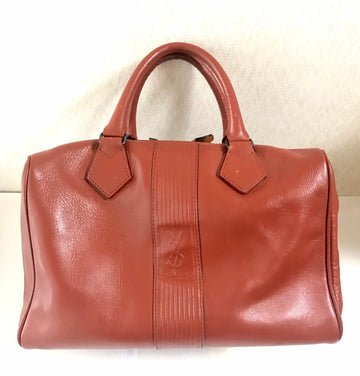 YVES SAINT LAURENT Vintage brown leather handbag with YSL marks