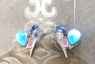 CHRISTIAN LACROIX Vintage silver and blue earrings