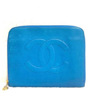 CHANEL Vintage blue caviar clutch bag, iPhone case, large wallet, cosmetic case pouch, mini bag