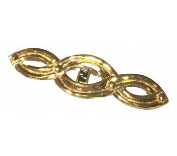 FENDI Vintage gold tone twisted design brooch pin, hat pin with FF mark