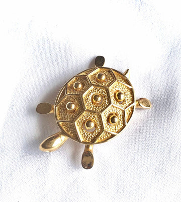 CHRISTIAN DIOR Vintage golden turtle pin brooch
