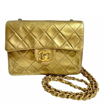 CHANEL Vintage golden lambskin flap chain shoulder bag, classic 2