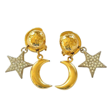 CELINE W1 Vintage golden moon and crystal star dangle earrings