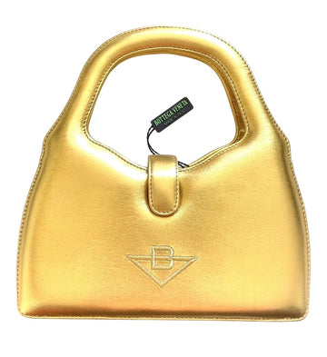 BOTTEGA VENETA W2 Vintage golden leather handbag with embroidered logo