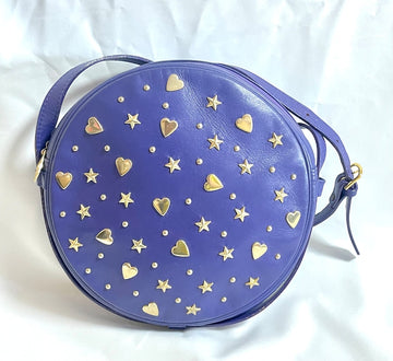 YVES SAINT LAURENT Vintage purple round bag with heart and star studs