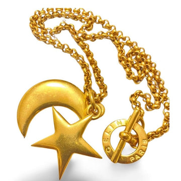CELINE Vintage golden moon and star charm necklace