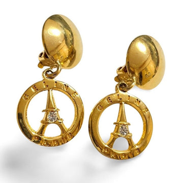CELINE Vintage golden Eiffel tower dangle earrings with crystal