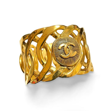 CHANEL Vintage golden nice and heavy bangle with sunburst CC mark motif