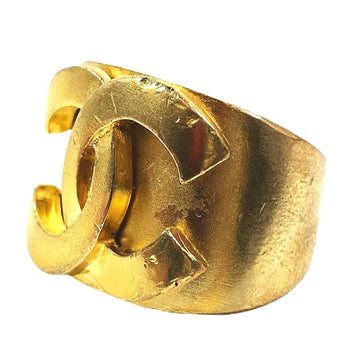 CHANEL Vintage gold tone thick type ring with large CC mark