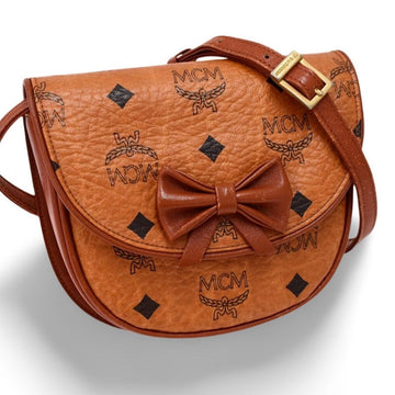 MCM Vintage brown monogram mini shoulder bag with ribbon bow motif