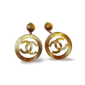 CHANEL Vintage extra large round hoop earrings with CC mark motif