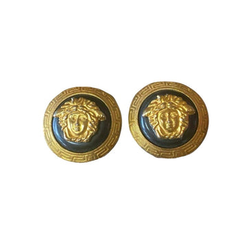 GIANNI VERSACE Vintage black and gold candy earrings with Medusa face