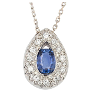 Modern Sapphire Diamonds 18 Karat White Gold Drop Pendant Necklace