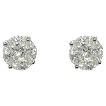 Modern 1, 38 Carat Diamonds 18 Karat White Gold Stud Earrings