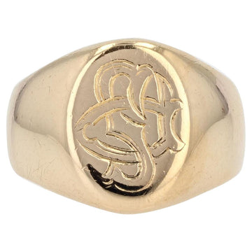 French 20th Century 18 Karat Yellow Gold Engraved with Initials Signet Ring