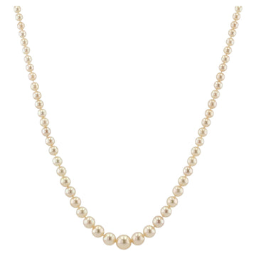 1950s 18 Karat White Gold Diamonds Clasp Falling Pearl Necklace