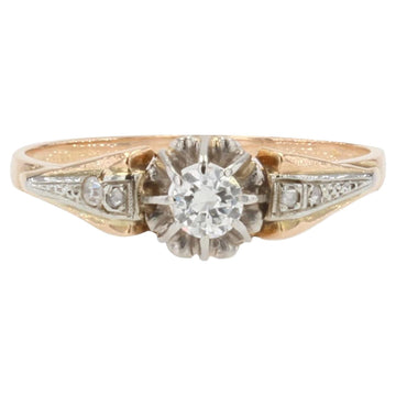1930s Diamond 18 Karat Yellow Gold Solitaire Ring