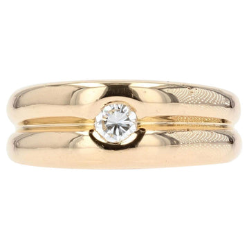 French Modern Diamond 18 Karat Yellow Gold 2 Bangle Ring