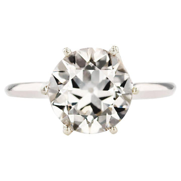 French 1930s Art Deco 2.79 Carat G.VS Diamond Platinum Solitaire Ring
