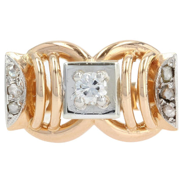 1950s Diamonds 18 Karat Yellow Gold Openwork Tank Ring