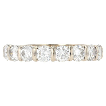 French Modern Brilliant-Cut Diamonds 18 Karat White Gold Half Wedding Ring