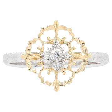 Modern Diamonds 18 Karat Yellow White Arabesque Ring Small Model