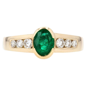 French Modern 0, 60 Carat Emerald Diamonds 18 Karat Yellow Gold Ring