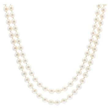 1970s White Cultured Pearls Double Row Necklace