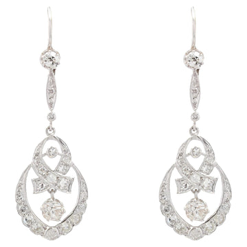 20th Century Diamonds 18 Karat White Gold Dangle Earrings