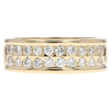 French Modern Diamonds 18 Karat Yellow Gold Large Wedding Ring