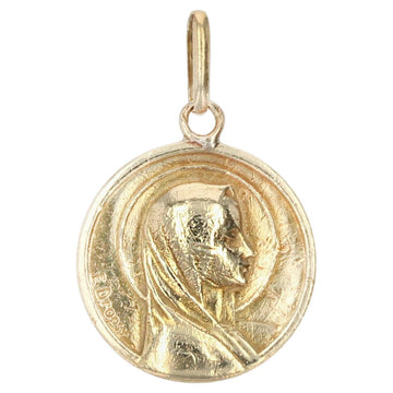 1900s 18 Karat Yellow Gold Haloed Virgin Medal Pendant