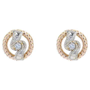 French 1960s Diamonds 18 Karat Rose White Gold Earrings