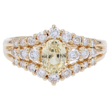 Modern Yellow Sapphire Diamonds 18 Karat Yellow Gold Ring