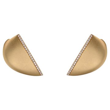 French Modern Diamonds 18 Karat Yellow Brushed Gold Ofee Earrings