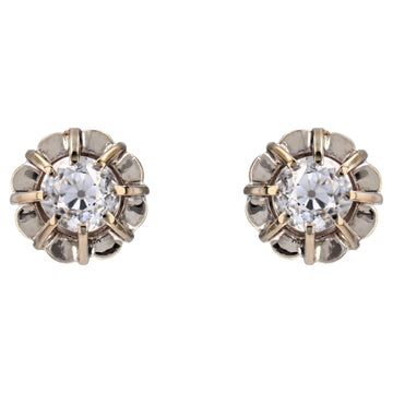 20th Century 1 Carat Cushion-cut Diamonds 18 Karat White Gold Stud Earrings