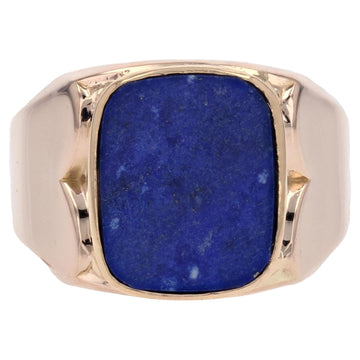 French Retro 1950s Lapis Lazuli 18 Karat Yellow Gold Signet Ring