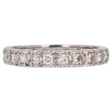 French 1970s 18 Karat White Gold Diamonds Wedding Ring