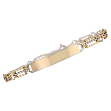 Modern French Staple Mesh 18 Karat White Yellow Gold Custom Bracelet