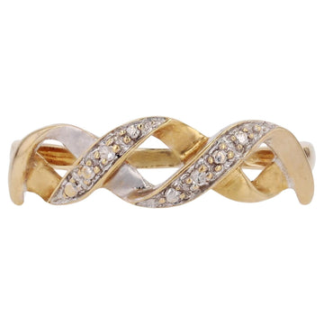 Modern Diamond 18 Karat Yellow White Gold Interlaced Ring