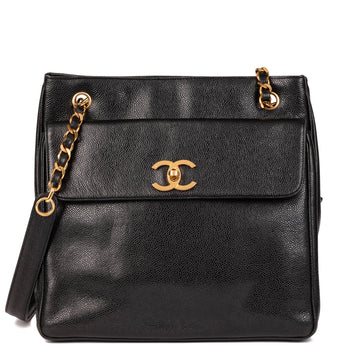 Chanel Black Caviar Leather Vintage Classic Shoulder Bag