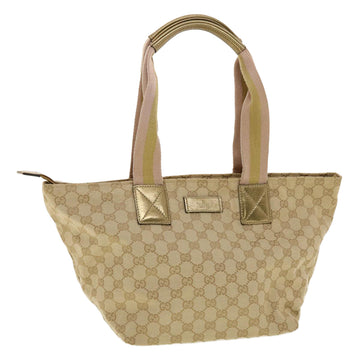 GUCCI GG Canvas Sherry Line Tote Bag Gold Pink 131230 Auth ki2872