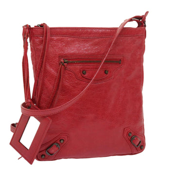 BALENCIAGA Shoulder Bag Leather Red 310250 Auth ki3496