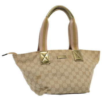 GUCCI GG Canvas Sherry Line Hand Bag Beige Gold pink 131228 Auth ki3602
