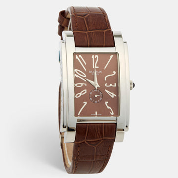Balmain Brown Stainless Steel Leather B2721.52.54 Men's Wristwatch 32 mm