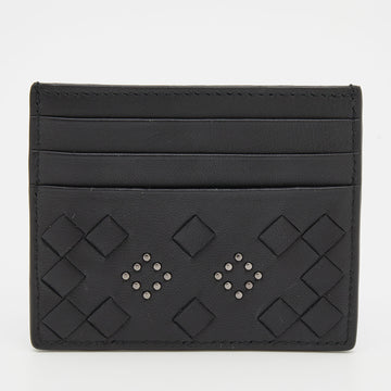 Bottega Veneta Black Intrecciato Leather Studded Card Holder