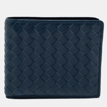 Bottega Veneta Blue Intrecciato Leather Bifold Wallet