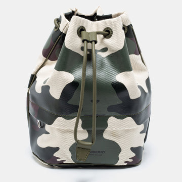 Burberry Green Camouflage Coated and Canvas Phoebe Drawstring Pouch